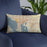 Custom Tampa Florida Map Throw Pillow in Woodblock on Blue Colored Chair