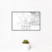 12x18 Taos New Mexico Map Print Landscape Orientation in Classic Style With Small Cactus Plant in White Planter