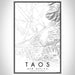 Taos New Mexico Map Print Portrait Orientation in Classic Style With Shaded Background