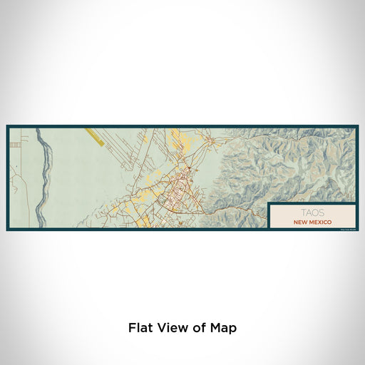 Flat View of Map Custom Taos New Mexico Map Enamel Mug in Woodblock