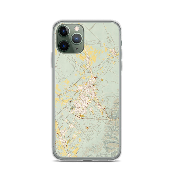 Custom iPhone 11 Pro Taos New Mexico Map Phone Case in Woodblock