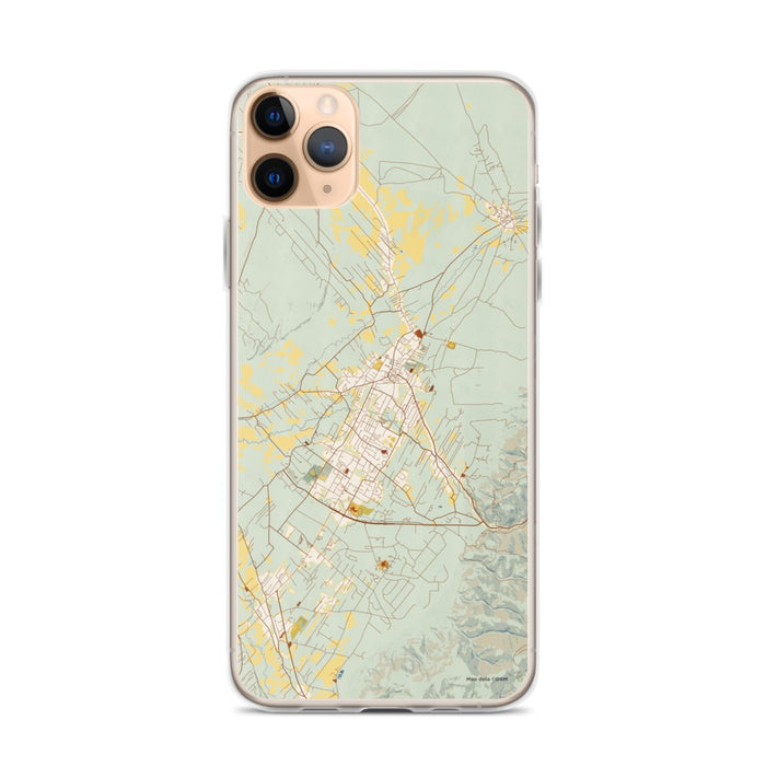 Custom iPhone 11 Pro Max Taos New Mexico Map Phone Case in Woodblock