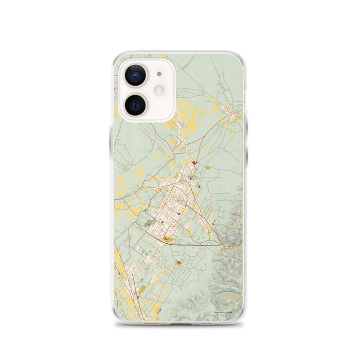 Custom iPhone 12 Taos New Mexico Map Phone Case in Woodblock