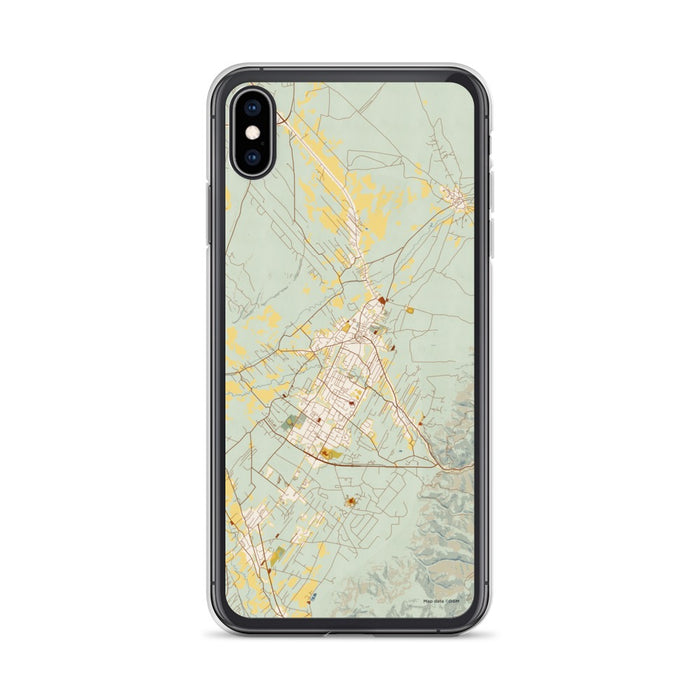 Custom iPhone XS Max Taos New Mexico Map Phone Case in Woodblock