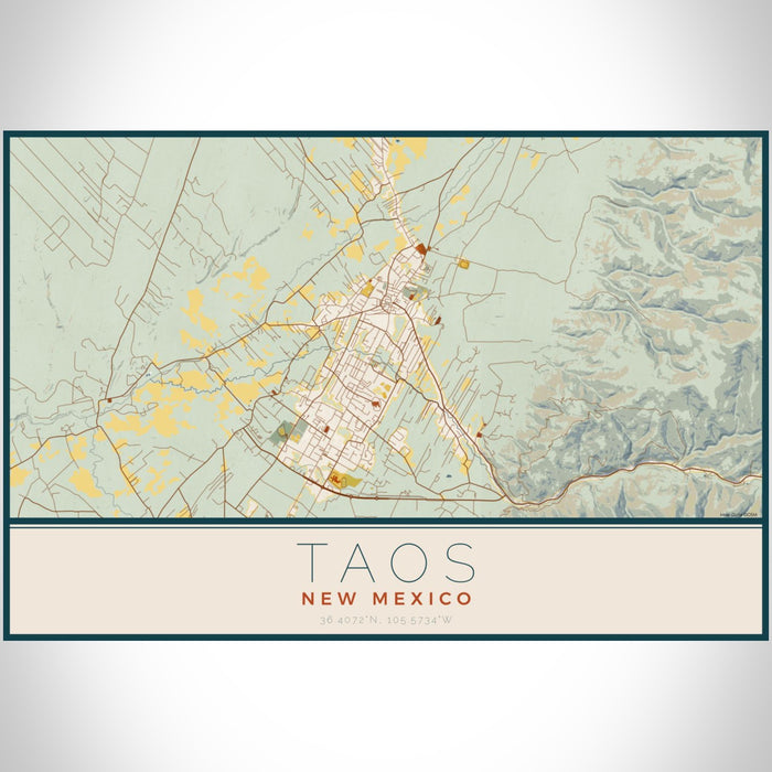 Taos New Mexico Map Print In Woodblock — Jace Maps 7256