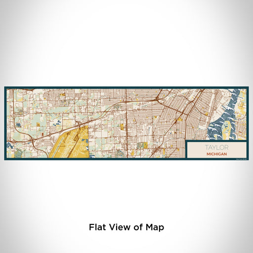 Flat View of Map Custom Taylor Michigan Map Enamel Mug in Woodblock
