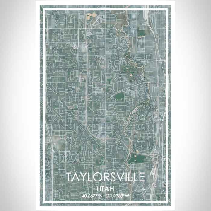 Taylorsville Utah Map Print Portrait Orientation in Afternoon Style With Shaded Background