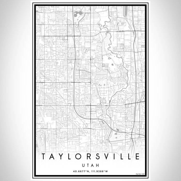 Taylorsville Utah Map Print Portrait Orientation in Classic Style With Shaded Background