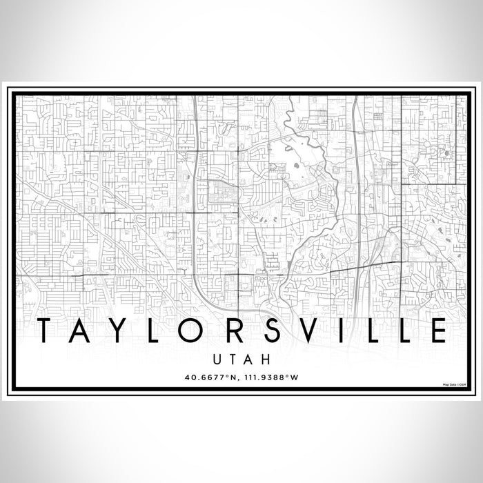 Taylorsville Utah Map Print Landscape Orientation in Classic Style With Shaded Background