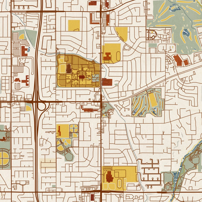 Taylorsville Utah Map Print in Woodblock Style Zoomed In Close Up Showing Details