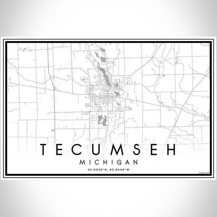 Tecumseh Michigan Map Print Landscape Orientation in Classic Style With Shaded Background