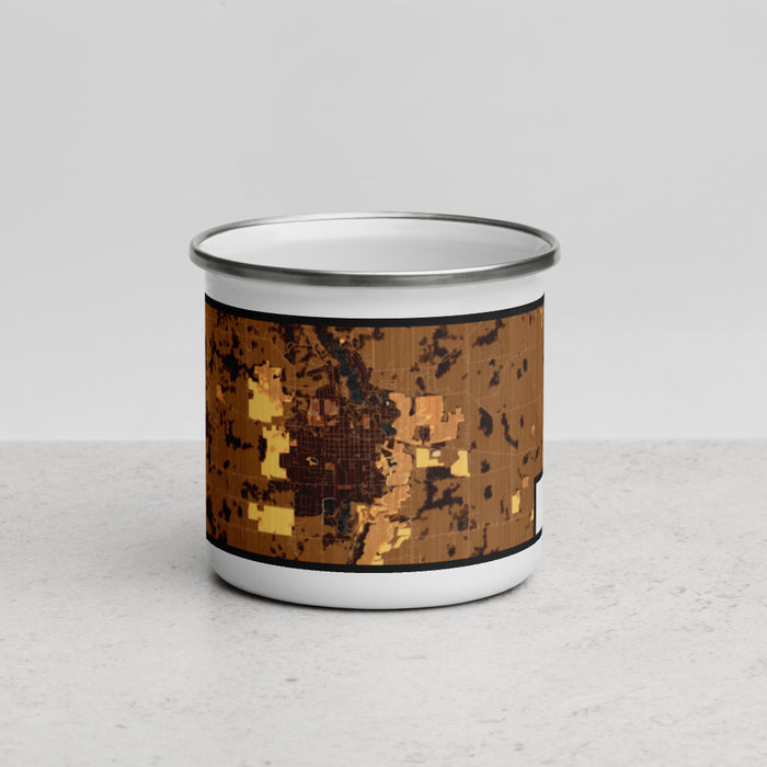 Front View Custom Tecumseh Michigan Map Enamel Mug in Ember