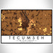 Tecumseh Michigan Map Print Landscape Orientation in Ember Style With Shaded Background