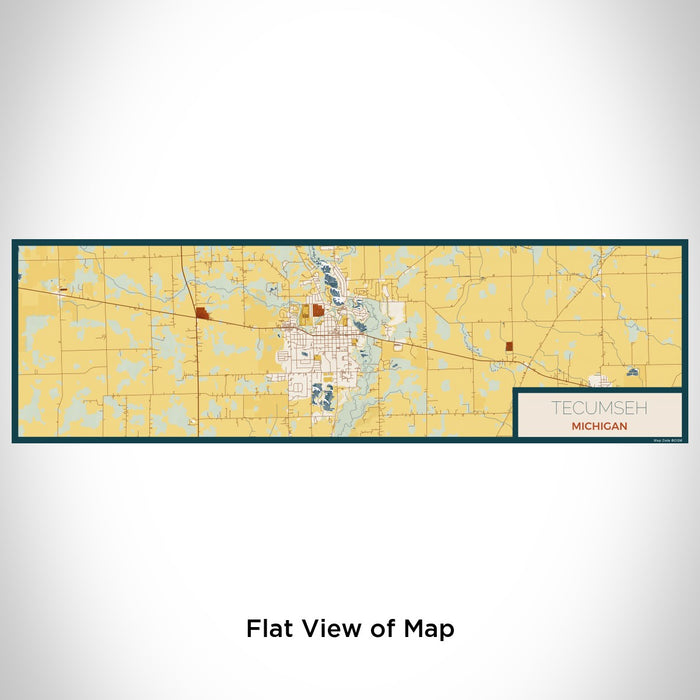Flat View of Map Custom Tecumseh Michigan Map Enamel Mug in Woodblock