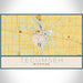 Tecumseh Michigan Map Print Landscape Orientation in Woodblock Style With Shaded Background
