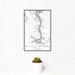 12x18 Tellico Village Tennessee Map Print Portrait Orientation in Classic Style With Small Cactus Plant in White Planter