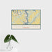 16x24 Tellico Village Tennessee Map Print Landscape Orientation in Woodblock Style With Tropical Plant Leaves in Water