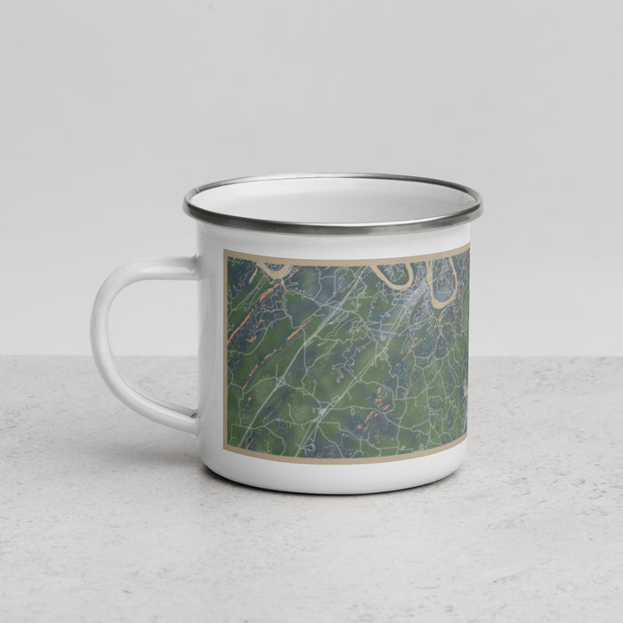 Left View Custom Tellico Village Tennessee Map Enamel Mug in Afternoon