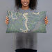 Person holding 20x12 Custom Tellico Village Tennessee Map Throw Pillow in Afternoon