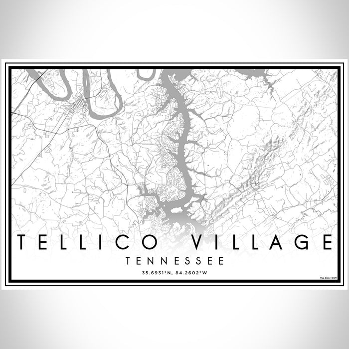 Tellico Village Tennessee Map Print Landscape Orientation in Classic Style With Shaded Background