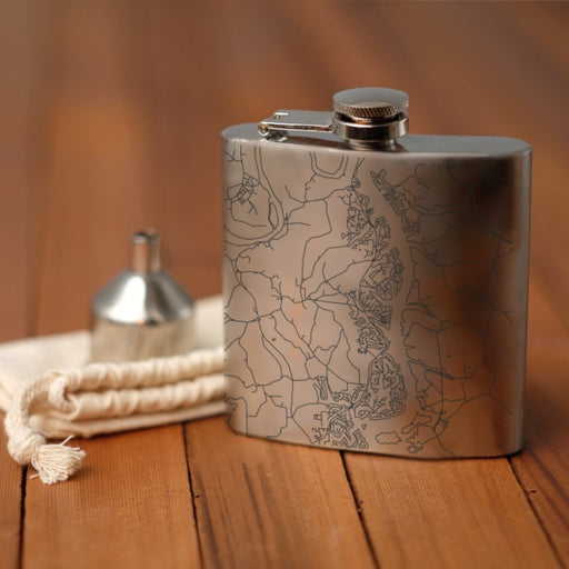 Tellico Village Tennessee Custom Engraved City Map Inscription Coordinates on 6oz Stainless Steel Flask