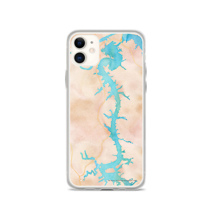 Custom iPhone 11 Tellico Village Tennessee Map Phone Case in Watercolor