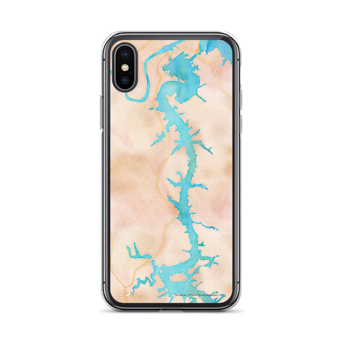 Custom iPhone X/XS Tellico Village Tennessee Map Phone Case in Watercolor