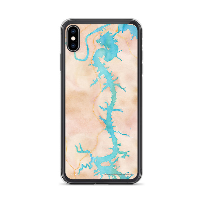 Custom iPhone XS Max Tellico Village Tennessee Map Phone Case in Watercolor
