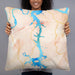 Person holding 22x22 Custom Tellico Village Tennessee Map Throw Pillow in Watercolor
