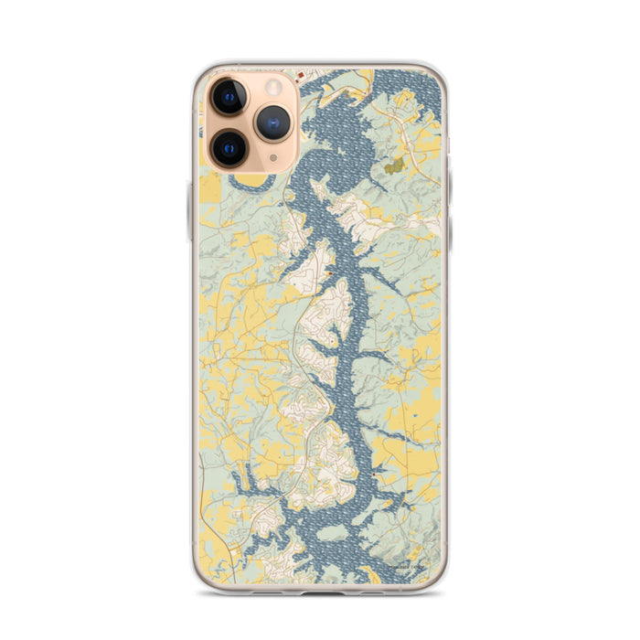 Custom iPhone 11 Pro Max Tellico Village Tennessee Map Phone Case in Woodblock