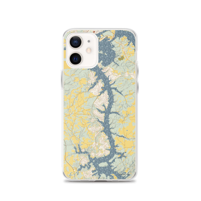 Custom iPhone 12 Tellico Village Tennessee Map Phone Case in Woodblock