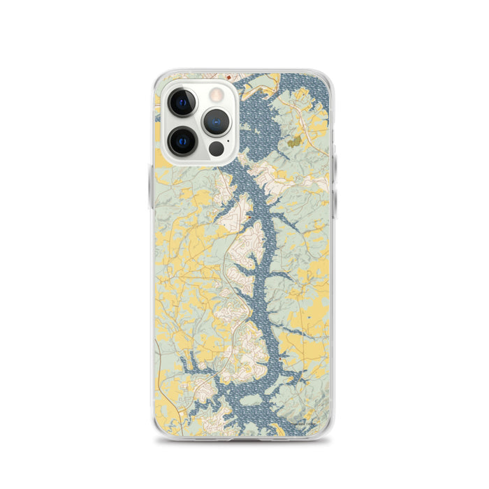 Custom iPhone 12 Pro Tellico Village Tennessee Map Phone Case in Woodblock