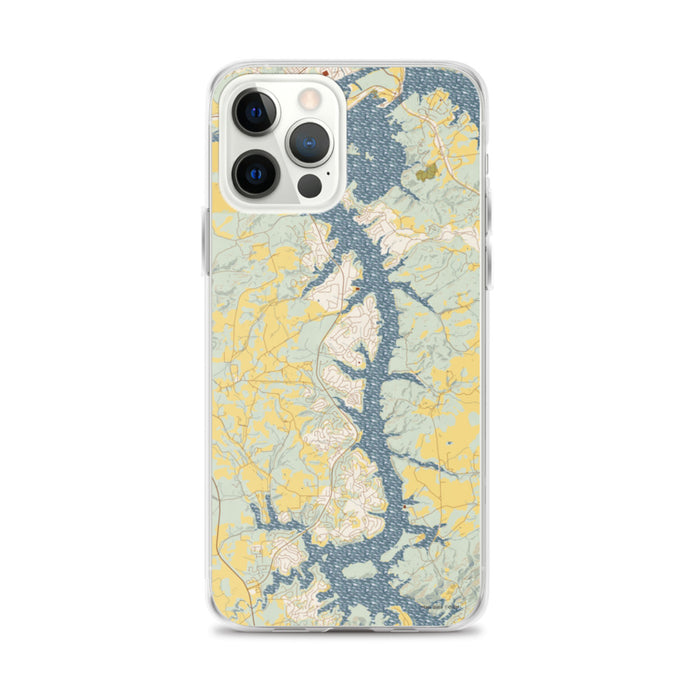 Custom iPhone 12 Pro Max Tellico Village Tennessee Map Phone Case in Woodblock