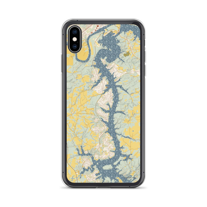 Custom iPhone XS Max Tellico Village Tennessee Map Phone Case in Woodblock