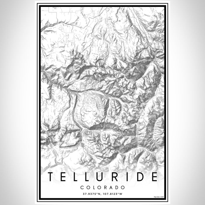 Telluride Colorado Map Print Portrait Orientation in Classic Style With Shaded Background