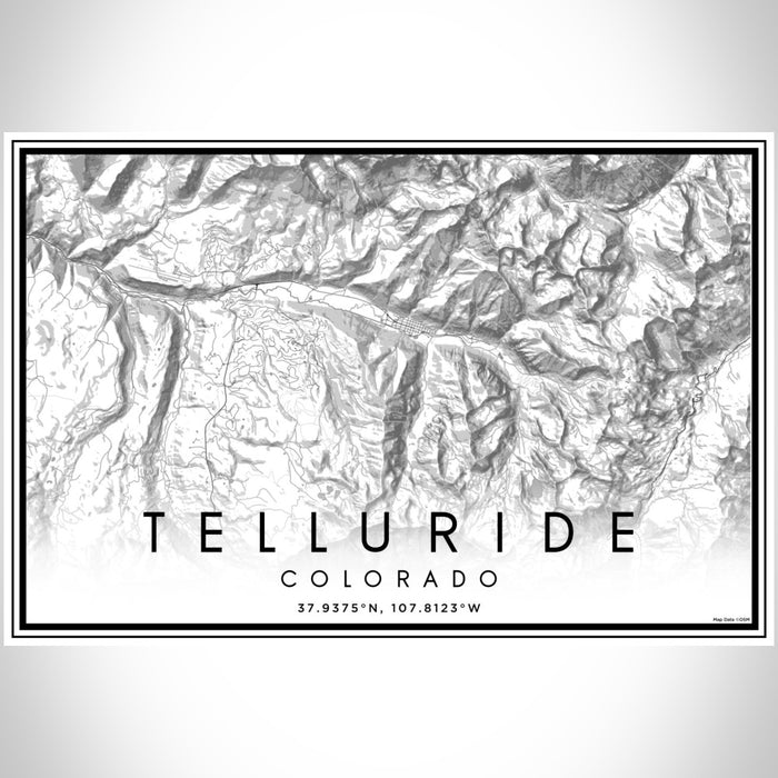 Telluride Colorado Map Print Landscape Orientation in Classic Style With Shaded Background