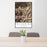 24x36 Telluride Colorado Map Print Portrait Orientation in Ember Style Behind 2 Chairs Table and Potted Plant