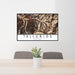 24x36 Telluride Colorado Map Print Landscape Orientation in Ember Style Behind 2 Chairs Table and Potted Plant