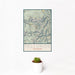 12x18 Telluride Colorado Map Print Portrait Orientation in Woodblock Style With Small Cactus Plant in White Planter