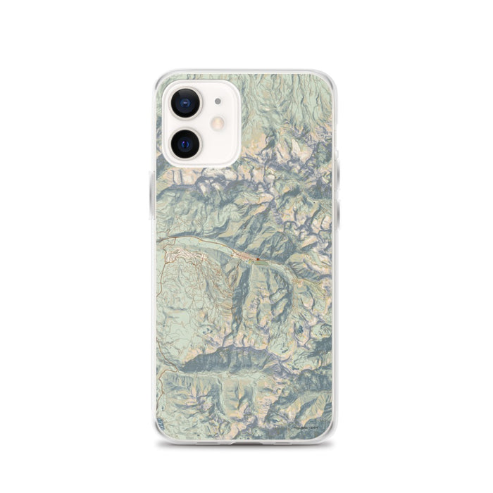 Custom Telluride Colorado Map iPhone 12 Phone Case in Woodblock