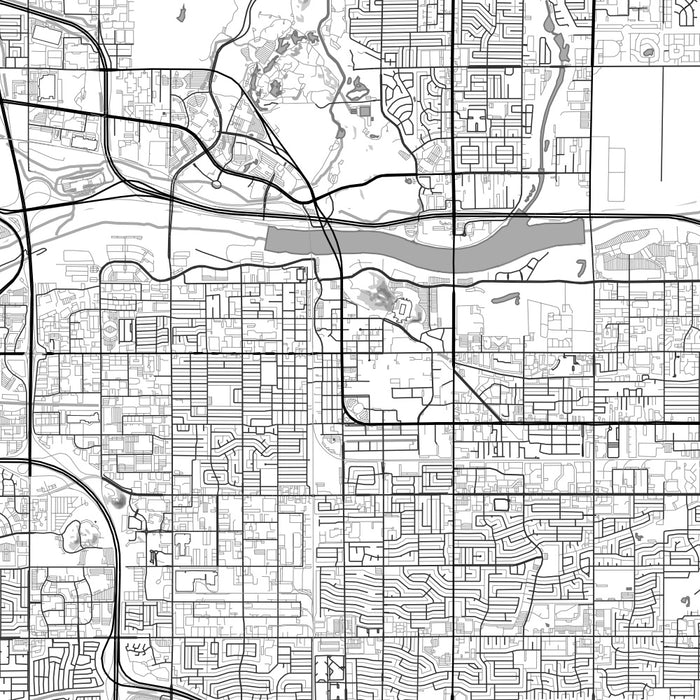 Tempe Arizona Map Print in Classic Style Zoomed In Close Up Showing Details