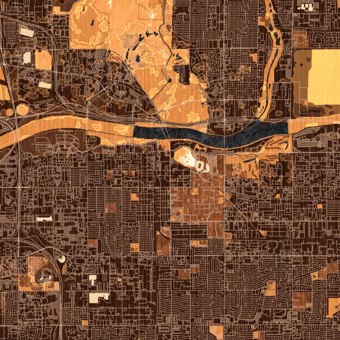 Tempe Arizona Map Print in Ember Style Zoomed In Close Up Showing Details