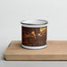 Front View Custom Tempe Arizona Map Enamel Mug in Ember on Cutting Board