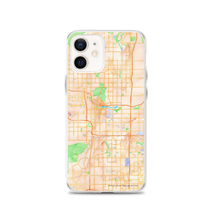 Custom Tempe Arizona Map iPhone 12 Phone Case in Watercolor