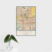 16x24 Tempe Arizona Map Print Portrait Orientation in Woodblock Style With Tropical Plant Leaves in Water