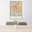 24x36 Tempe Arizona Map Print Portrait Orientation in Woodblock Style Behind 2 Chairs Table and Potted Plant