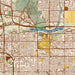 Tempe Arizona Map Print in Woodblock Style Zoomed In Close Up Showing Details