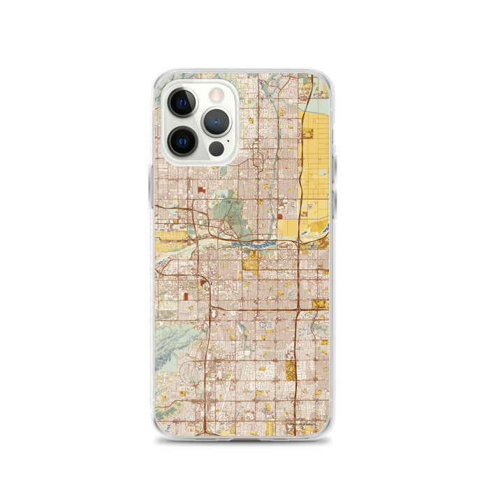 Custom Tempe Arizona Map iPhone 12 Pro Phone Case in Woodblock