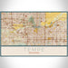 Tempe Arizona Map Print Landscape Orientation in Woodblock Style With Shaded Background