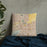 Custom Tempe Arizona Map Throw Pillow in Woodblock on Bedding Against Wall